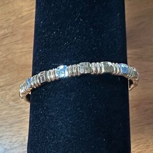 Gold and Silver Women's Bangle Bracelet. Diamond cut, small, heavyweight.